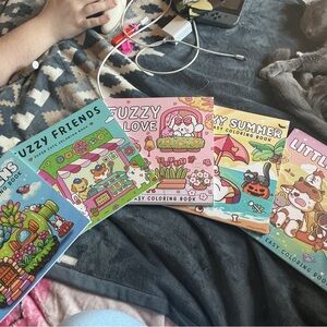 Pastel Pink 'Fuzzy Love' Softcover Coloring Book - Cute Characters